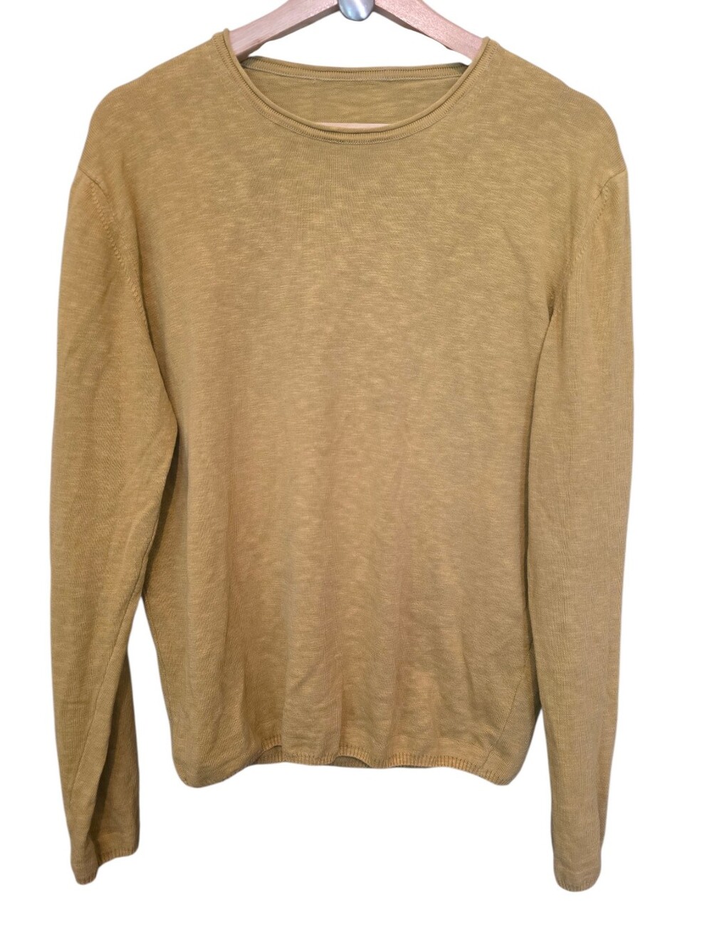 Emile Lafaurie 100% Cotton Italian Made Crewneck Sweater Mustard Size S EUC